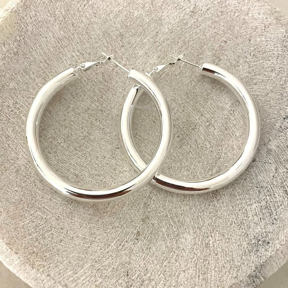 Jewelry - 925 Sterling Silver Hoop Earrings Large Silver Hoops Chunky Earrings